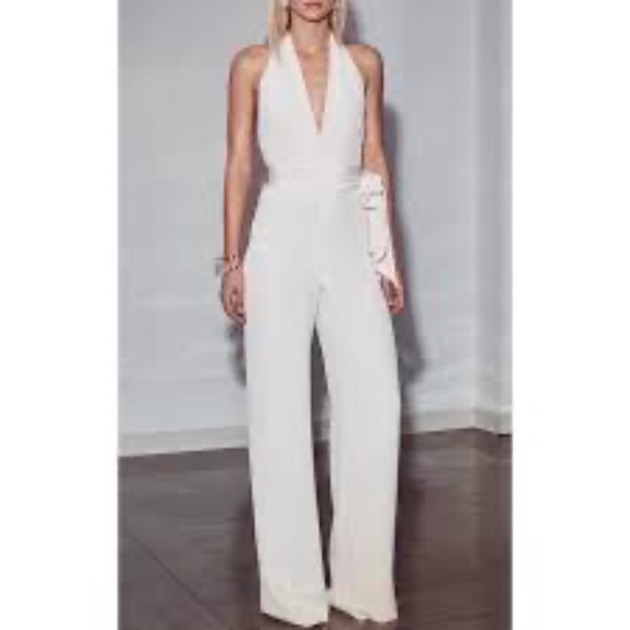 CUSHNIE ET OCHS Silk Deep V Halterneck Wide Leg Jumpsuit Blush Sz 8 $1895 Retail - Picture 1 of 12